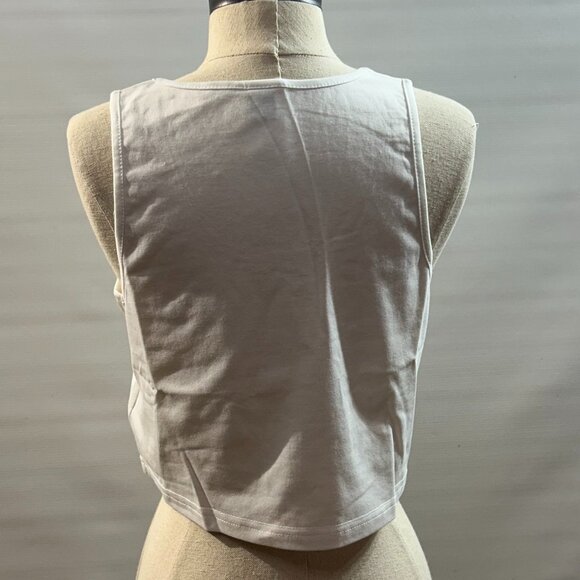 Shein White Crop Top Tanktop Only Fans Size Small - Picture 3 of 5